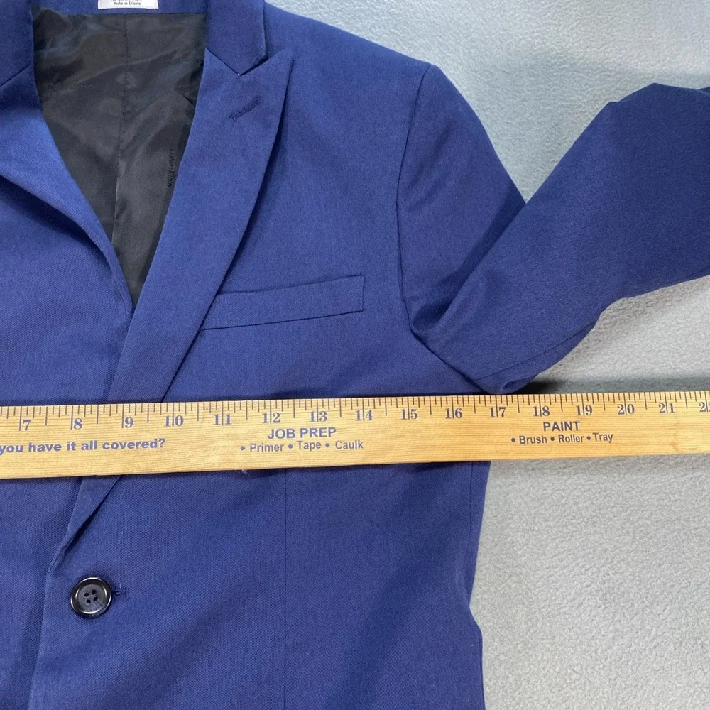 Calvin Klein Boys 14 Dress Suit Blue Blazer With Flat Front Pants Slash Pockets